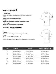 Men Oversized Tall Vintage T-Shirt Loose Fit Slogan Print Round Neck Casual Shirt Comfortable Tee With Slogans Machine Washable For Casual Attire - 黑色 - 查看 7