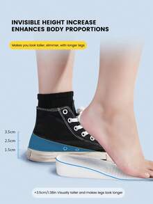 1双男女通用透气隐形增高鞋垫，加厚柔软全长鞋垫，适用于低帮/中帮鞋、靴子、运动鞋和休闲鞋 - 灰藍色 2.5cm - 查看 3