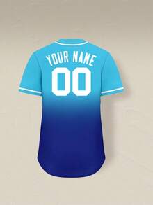 Customizable Men's Baseball Jerseys Plus Size, Create Your Own Plus Size Baseball Jerseys: Customizable With Team Name & Player Number Sports - Blue - View 4