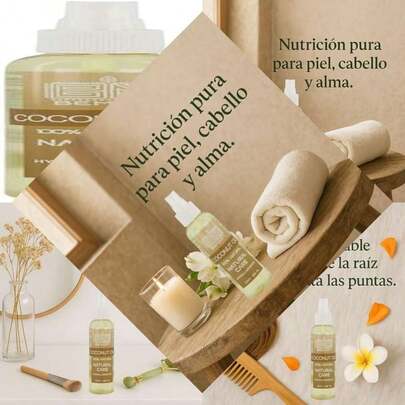 Aceite de Coco para Masajes Relajantes de Aromaterapia | Ideal para Cuidado de Piel y Pelo, Humectante y Suavizante