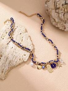 1件 女孩花朵、珍珠、海星沙滩/海洋主题珍珠海星吊坠项链 - 彩色 - 查看 11