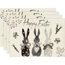 1/2/4/6/8/300 Pcs Luxury Placemat Set, Featuring Modern Minimalist Easter Bunny Pattern Design. Size: 12*18 Inches/30*45 Cm, Multiple Patterns Available, Suitable For Easter Dining And Home Decor. - Multicolor - View 8