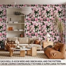 1pc Minimalist Faux Camellia Flower Pattern Wallpaper, Suitable For Boys/Girls Room, Bedroom, Living Room, Furniture Renewal, Home Wall Decor, Self-Adhesive Removable Waterproof Vinyl PVC Material For Home, Dorm, Rental, Available In Large & Small Size - 0502+XHQZ - View 2