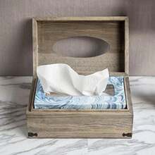 MyGift Funda para caja de pañuelos, hecha de madera en color gris con acabado rústico, tiene tapa con bisagras(Gris) - Multicolor - Ver 3