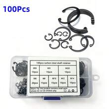 huiwuju 100/360pcs GB893 Manganese Steel Retaining Ring Set, Suitable For Hole Diameter ￠6-￠20, High Strength Spring Snap Rings - Black - View 2