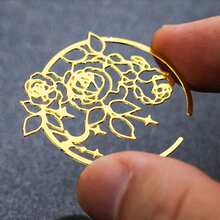 Elegant Rose Metal Bookmark With Hollow Design - Perfect For Book Lovers, Students & Teachers - Ideal For Home Office Or Classroom Reading Essentials - Multicolor - View 5