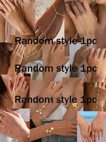 Bộ 8/4/1 chiếc vòng tay đơn giản đính pha lê và ngọc trai giả hình hoa, thích hợp làm quà tặng cho nữ/cặp đôi/chị em gái trong kỳ nghỉ, hẹn hò, hàng ngày, dự tiệc, đám cưới, ngày Valentine. - Vàng - Xem 13