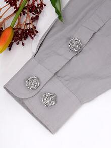 1/2/4pcs 19mm Rose Flower Button Set, Metal Button Set, Detachable Button Clips, 3D Decorative Buttons, Snap Buttons With Pliers, Suitable For Dresses, Formal Wear, Shirts - Multicolor - View 8