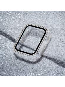 1 set 3-en-1 Nouveau bracelet de montre et film de protection de boîtier en silicone à la mode avec imprimé léopard et diamants intégrés. Étui de protection pour montre compatible avec Apple Watch 38 mm, 40 mm, 41 mm, 45 mm, 44 mm, 42 mm, 49 mm pour Apple Watch Ultra Série Ultra 9 8 7 6 5 4 3 2 1 SE. Bracelet de remplacement confortable et respirant, étui de protection pour montre résistant aux rayures et étanche aux chocs, pour femmes et hommes. - Transparent - Voir 4