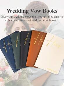 8pcs Gold Foil Wedding Vow Books, Essential For Perfect Wedding Ceremony - Eternal Elegance, Back To School Essential