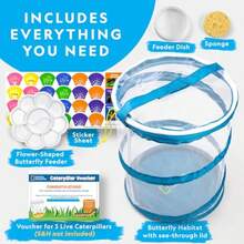 CYPNNATIONAL GEOGRAPHIC Butterfly Growing Kit - Butterfly Habitat Kit with Voucher to Redeem 5 Caterpillars $10.95 SandH Not Included Butterfly Cage Feeder ( Exclusive)Fashion - como en la foto - Ver 5