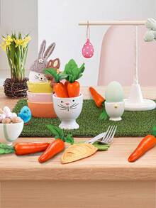 Conjunto de 3/6 cenouras artificiais realistas para decoração de Páscoa, ideais para festas, cozinhas, mesas, paisagismo, sacolas de presente, cestas e como adereço para fotografia. - Multicolorido - Ver 5