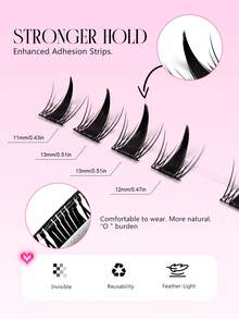 Asiteo 80pcs C-Curl Lash Extension Clusters, Bulu Mata Palsu Gaya Kartun DIY, Bulu Mata Palsu Campuran Panjang Alami, Ekstensi Bulu Mata Individual untuk Makeup - C - View 2