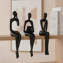 LUMIARTISAN Graffiti Art Abstract Thinker Figurines (Set Of 3) | Modern Shelf Decor | Unique Housewarming Gift - 3 chiếc ĐEN - Xem 7