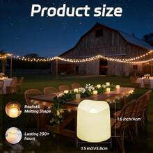 12支装无焰许愿蜡烛，无焰电子仿真蜡烛，电池供电LED茶蜡，暖白光，适用于婚礼、户外、桌面装饰和浪漫礼物——情人节、节日装饰的理想之选