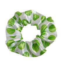 Satin Scrunchie Football Basketball Print Ponytail Hair Tie Fashion Hair Flower Elastic Band - Hình tròn màu trắng có chữ "soccer" (bóng đá) - Xem 5