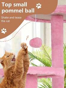 Tree Tower Indoor Cats, 53.9in Multi-Level Furniture Activity Center, House With Sisal Scratching Post, Large Dual Condo, Climbing Ladder, Plush Toy Kitten - 灰燼 - 查看 4