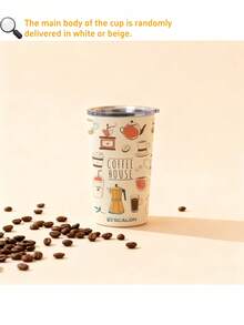 1pc 18oz SCALON Insulated Coffee Cup With Lid - Double Wall Vacuum Insulated Travel Mug, 304 Stainless Steel Lid - Keeps Drinks Hot/Cold For Long Time, Suitable For Coffee, Tea, Cold Beverages - Reusable And Durable, Perfect For Home, Office, Travel - Great Birthday, Christmas, Halloween Gift For Coffee Lovers (Men & Women), Multipurpose