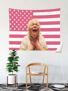 1pc Trisha Paytas Funny Pink American Flag Tapestry Polyester 90g Printed Wall Hanging For College Dorm, Bedroom, Living Room, Home Decor, Beautiful Art Tapestry, Ideal Holiday Gift - Nhiều màu - Xem 5
