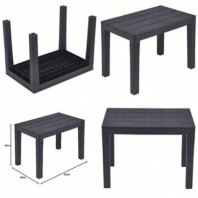 Black Plastic Garden Outdoor Table/Bench Furniture - 100% Weatherproof