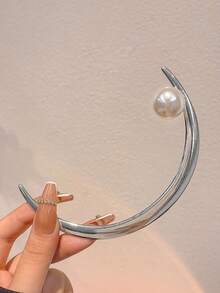 北欧凯尔特风金属新月形发夹头饰配饰，弯月形发夹，女士盘式发夹，复古北欧挪威风格发饰，主题公园装饰头饰，发髻延长器，发夹，发型发夹，女士发饰 - 復古銀色 - 查看 7