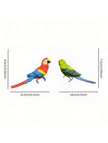 精美的树脂装饰品，以鹦鹉和画眉为主题——采用铁钩设计，无需用电，是装饰庭院、花园、花盆、阳台、盆栽植物和鱼缸的理想之选。也是送给爱鸟人士和节日庆典的完美礼物。 - 彩色 - 查看 5