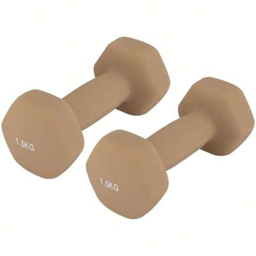 U Can – Par de Pesas Hexagonales de Neopreno Antideslizante | Mancuernas para Yoga, Pilates, Rehabilitación o Ejercicio Funcional | Diseño Ergonómico y  | Ideales para Entrenamiento en Casa o Gym(Almendra 1.5 KG) - Multicolor - Ver 1