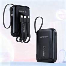 Banco de energía portátil con luz LED, Power Bank 20000mAh - Carga Rápida Batería Portátil - Pila Portatil Para Celular con Diseño en Colores Sólidos - Powerbank que Carga 5 Dispositivos Simultáneamente - Cargador Portatil Incluye 4 Cables - Pilas Portátiles de Alta Calidad para Todos los Celulares, Tabletas y Audífonos - Detalles para Navidad y Año Nuevo. - JDT-Negro - Ver 11