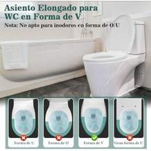 Asiento Elongado para WC Asiento para Inodoro de Cierre Lento y Silencioso Tapa para Retrete Económico Toilet Seat Residencial Tapa de Baño WC Universal Taza de Inodoro Alargado para Sanitario 46*36cm(default) - Multicolor - Ver 6