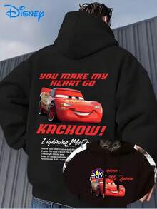 "Authorized" Disney Series Of Fast Passion, Lightning McQueen Printing, Hooded Sweaters With Fashion , Men's Loose Long-Sleeved Hoodies, And Disney Printed Hooded Sweaters In Autumn And Winter. - Black - View 1