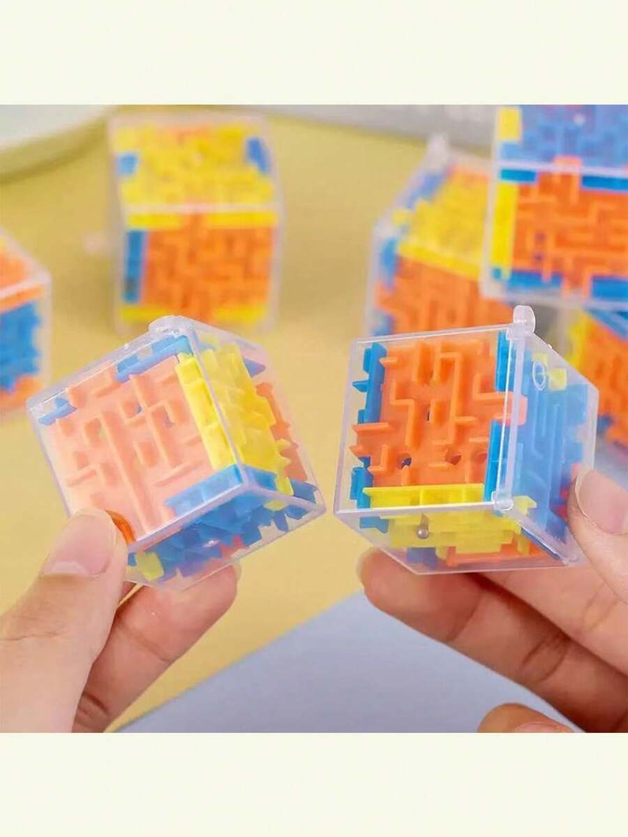 1/3/6片装六面迷宫拼图玩具，3D串珠迷宫拼图玩具，趣味减压玩具，学生奖励，生日礼物，返校礼物，新年礼物 - 彩色 - 查看 1