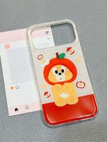 1pc Cute Polka-Dot Apple Head Cartoon Mouse Phone Case- Practical Festive Gift, Shockproof Cover For IPhone 17 Pro 16 Pro Max 17 16 15 14 13 12 11 17ProMax 15Plus 14Pro - Red and White - View 4