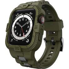 Bands Compatible For Apple Watch Band 41 40 38, Men Sport Rugged Band With Protective Case For Watch Series 9 8 7/Series 6 SE 5 4 3,39927004 - 軍綠色 - 查看 1