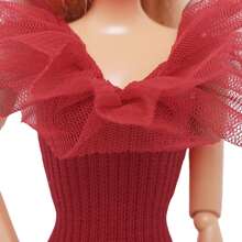 3 pièces Ensemble de vêtements et accessoires de mode pour poupée, convient aux poupées de fille de 11,5 pouces, comprend 2 tenues de poupée, une robe longue rouge élégante, un ensemble jupe et Top, jouet d'habillage de poupée, cadeau d'anniversaire, de Ramadan, de Pâques, de Noël (poupée non incluse) - Rouge - Voir 6