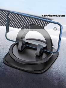 Adjustable Car Phone Holder, Multi-Angle Adjustment [Adjustable Spring Design], Dashboard Holder, Multi-Function Suction Cup Style Center Console Smartphone Holder With 360° Rotation, Silicone Anti-Slip Pad, Provides Convenient Hands-Free Driving Experience. - Style 1 - View 2