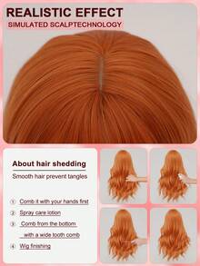 XYUNMI 女士法式波波头假发，橙色短直发，12英寸，耐热合成纤维假发，自然哑光效果，无蕾丝帽，优雅造型，适合日常佩戴和派对角色扮演场合。 - 橘色 - 查看 6