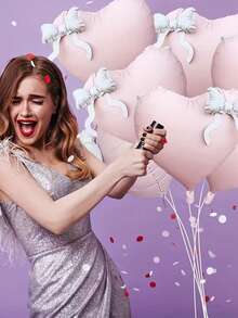 1/5/10pcs Heart Shaped Foil Balloons - Suitable For Wedding, Birthday, Party, Bridal Shower Decoration - Floating Balloons For Party, Valentine's Day, Engagement, Baby Shower, Girl Birthday Party Decor - Pink - View 4