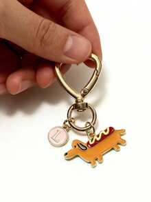 个性化心形钥匙扣，腊肠犬钥匙扣，心形宠物狗钥匙扣，可爱情人节礼物，送给她的礼物，母亲节礼物 - 多色臘腸狗 - 查看 3