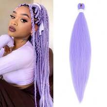 长款紫色编织假发,预拉伸合成编织假发接发,适合编发、舞台派对、万圣节服装、角色扮演和圣诞节 - 彩色 - 查看 19