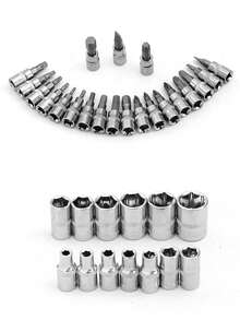 46 Piezas de 1/4" con Juego de Llaves de Vaso de Broca Métricas y Extensiones Portátil,Juego de Llaves de Carraca, Juego de Llaves de Vaso de ,juego de herramientas mecánicas de reparación de automóviles para el hogar,With Storage Box - 2 piezas - Ver 9