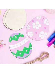 30 pièces Œufs de Pâques en bois creux DIY, convenant pour la décoration de rassemblements familiaux de Pâques, peinture de cadeaux, décoration de Pâques, œufs décoratifs de Pâques, convenant pour le rebord de fenêtre, la chambre, le salon, le bureau, la salle de classe et d'autres occasions, décoration artisanale pour les rassemblements familiaux, Joyeuses Pâques. - Cadeau de peinture de décoration de Pâques - Voir 9