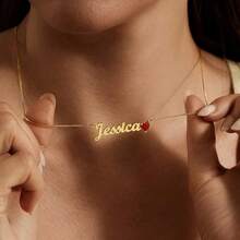 Custom Pendant Inlaid Heart Zirconia Necklace For Women Personalized Name And Birthstone Charm Necklaces Stainless Steel Jewelry Valentine's Day Gifts