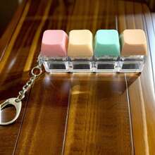 单手四键机械键盘减压测试器，马卡龙造型手指捏合钥匙扣，减压玩具，包包挂件，礼品 - 彩色 - 查看 3