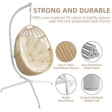 TWT Hanging Egg Swing Chair With Stand, Egg Chair For Indoor Outdoor, Wicker Rattan Basket With Cushion For Bedroom, Patio, Porch (Beige) - Light Pink - View 3