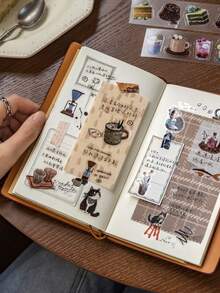 1 Roll Cute Cat & Dessert Themed PET Decorative Tape, Suitable For Scrapbooking, Diary, Photo Album, Craft DIY - Multicolor - View 6