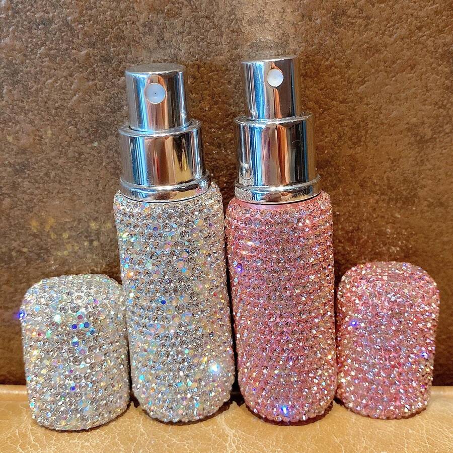 Set Of 2 Refillable 10ml Rhinestone Perfume Atomizers: Mini Travel Atomizer Bottles For Carrying Fragrances. - Multicolor - View 1
