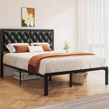 /Full/Twin Bed Frame With Tufted Headboard Metal Platform Bed Frame With Under-Bed Storage,All Metal Support System,No Box Spring Needed,Noise-,Easy Assembly - 黑色 - 查看 4