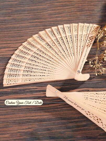 Customized Folding Hand Fan, Personalized Folding Hand Fan For Valentine's Day Decoration, Wedding, Engraved Wooden Fan For Summer Wedding, Unique Gift For Girlfriend, Boyfriend, Parents, Wife, Husband, Sister, Brother, Party Favors, Bridal Shower Gifts