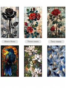 Una sola hoja de película de privacidad, película de vidrio esmerilado, película de aislamiento térmico, adsorción electrostática y película decorativa sin adhesivo para ventanas, adecuada para decoración del hogar, oficina y baño (44.5 x 100 cm) - Multicolor - Ver 5