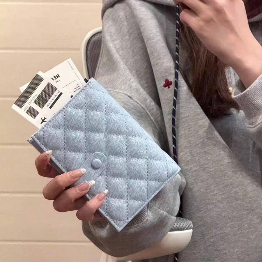 Rhombus Pattern Passport Cover, Travel Passport Holder, Matte Transparent Card Case Passport Protector Organizer